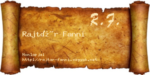 Rajtár Fanni névjegykártya