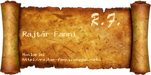 Rajtár Fanni névjegykártya